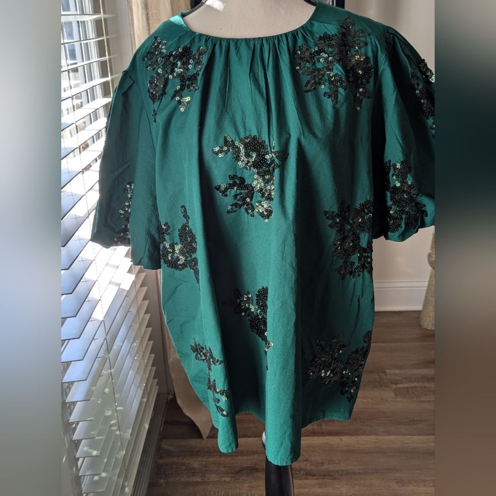 Women's Green Crown And Ivy Blouse, Size XXL NWT